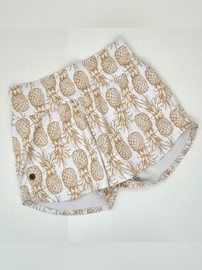 Love Fitness Hawaii Shorts Women’s Pineapple Honey Yellow Pocket Running Sz Sm
